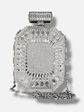 Judith Leiber Women Silver Crystal Perfume Bottle Collectors Edition Clutch Bag